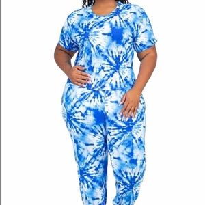 (2X) PLUS SIZE TIE DYE JOGGER PANT SET